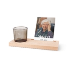 37201726 Wooden decoration - Houten kaarthouder met glazen theelicht [3] - 1040